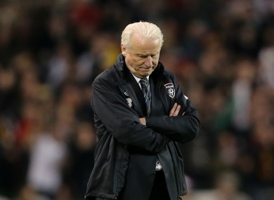 Ireland's manager Giovanni Trapattoni turns away after Germany score their fourth goal.