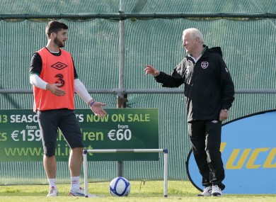 Trap gives Shane Long instructions on Saturday.
