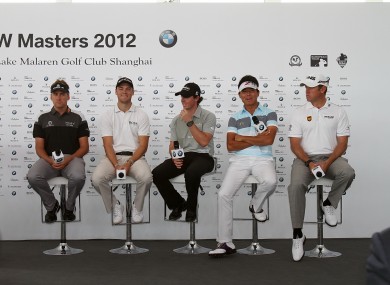 (L - R) Ian Poulter of England, Martin Kaymer of Germany, Rory McIlroy of Northern Ireland, Wu A-shun of China and Lee Westwood of England.