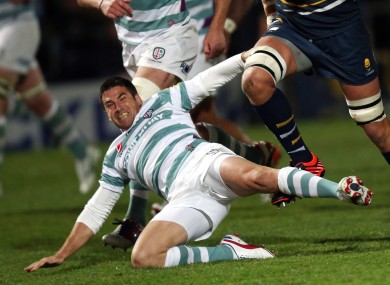 London Irish out-half Ian Humphreys hits the deck.