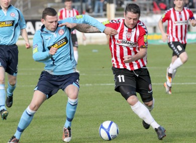 Derry's Rory Patterson struggled on his return from injury today.