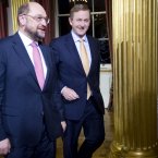 (LtoR) President of the European Parliament, Martin Schulz and Taoiseach Enda Kenny pictured at Dublin Castle prior to a meeting to discuss the priorities of the Irish EU Presidency beginning in the new year. 
Photo: Laura Hutton/Photocall Ireland