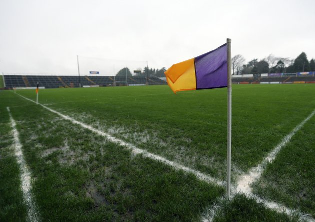 A waterlogged pitch at Wexford Park 25/11/2012