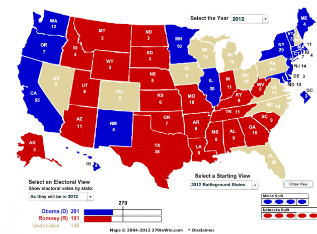 Electoral Map USA 2012