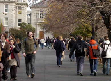Students on Trinity College campus, Dublin.