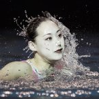 The North Korean team performs during the duets free routine final synchronized swimming event at the 9th Asian Swimming Championships, in Dubai, United Arab Emirates, Sunday, Nov. 18, 2012. The North Korean team wins a bronze medal. (AP Photo/Hassan Ammar)