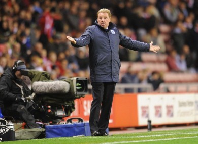 Harry Redknapp during the Barclays Premier League match at the Stadium of Light.
