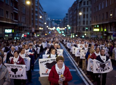 Thousands of pro-independence Basque citizens march in a rally calling for a general amnesty for more than 700 ETA prisoners earlier this year.