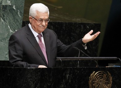President of the Palestinan National Authority Mahmoud Abbas addresses the U.N. General Assembly before the body's historic vote