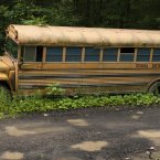 An abandoned school bus. 

Photo: <a href=