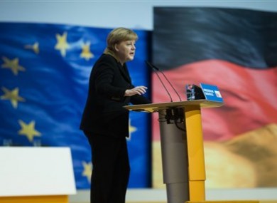 Merkel delivers her keynote speech at the CDU Party in Hannover today.