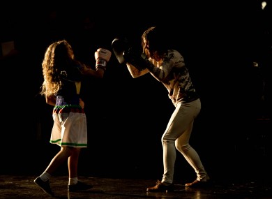 Katie Taylor spars with 10 year old Chantelle Spencer.
