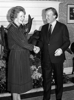 Margaret Thatcher which Charles Haughey at 10 Downing Street 