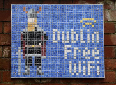 One of the mosaic tiles which can be found in St Patrick's Park in Dublin.