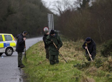 Gardaí conducting searches of the scene near Lordship Credit Union on Saturday