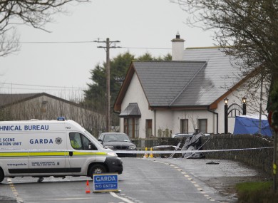 Forensic Gardai at Lordship Credit Union, Bellurgan, Co Louth, where Detective Garda Adrian Donohoe was shot dead.