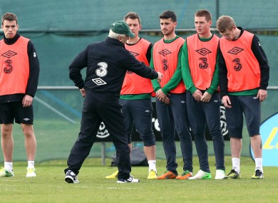 Trapattoni giving instructions to his players.