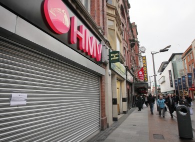 A closed HMV shop on Henry Street in Dublin.