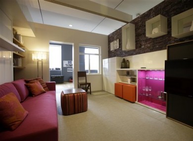 A model apartment for downsized living at the Museum of the City of New York.