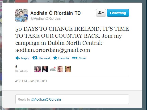 Aodhan O Riordain election date called