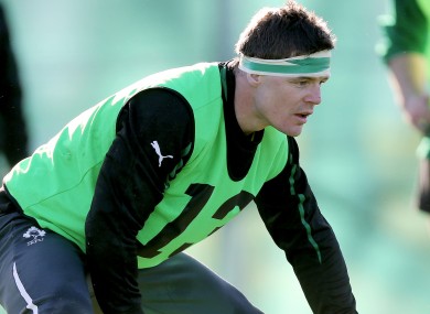 Brian O'Driscoll in squad training yesterday.