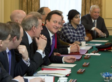 British PM David Cameron earlier today