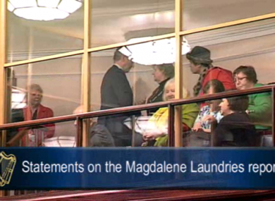 Enda Kenny meets Magdalene survivors in the Dáil's public gallery last night