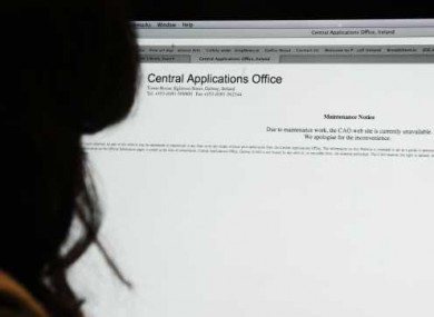 A student checks the Central Applications Office web site.