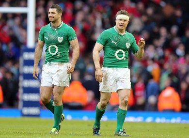 Ireland's Rob Kearney and Brian O'Driscoll all smiles after the game.