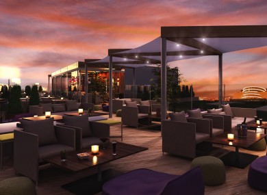 The rooftop lounge at the hotel.