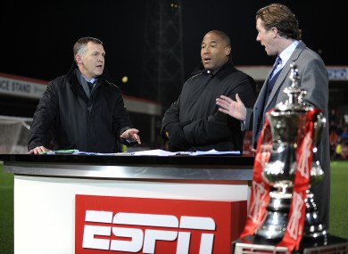 ESPN presenter Ray Stubbs with John Barnes and Steve McManaman.