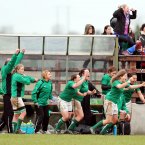 The Irish bench erupted with joy at the final whistle. ©INPHO/Dan Sheridan