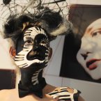 Model Sarah Burns is painted with a musical theme during the All-Ireland Body Painting Championships in Temple Bar. (Niall Carson/PA Wire)